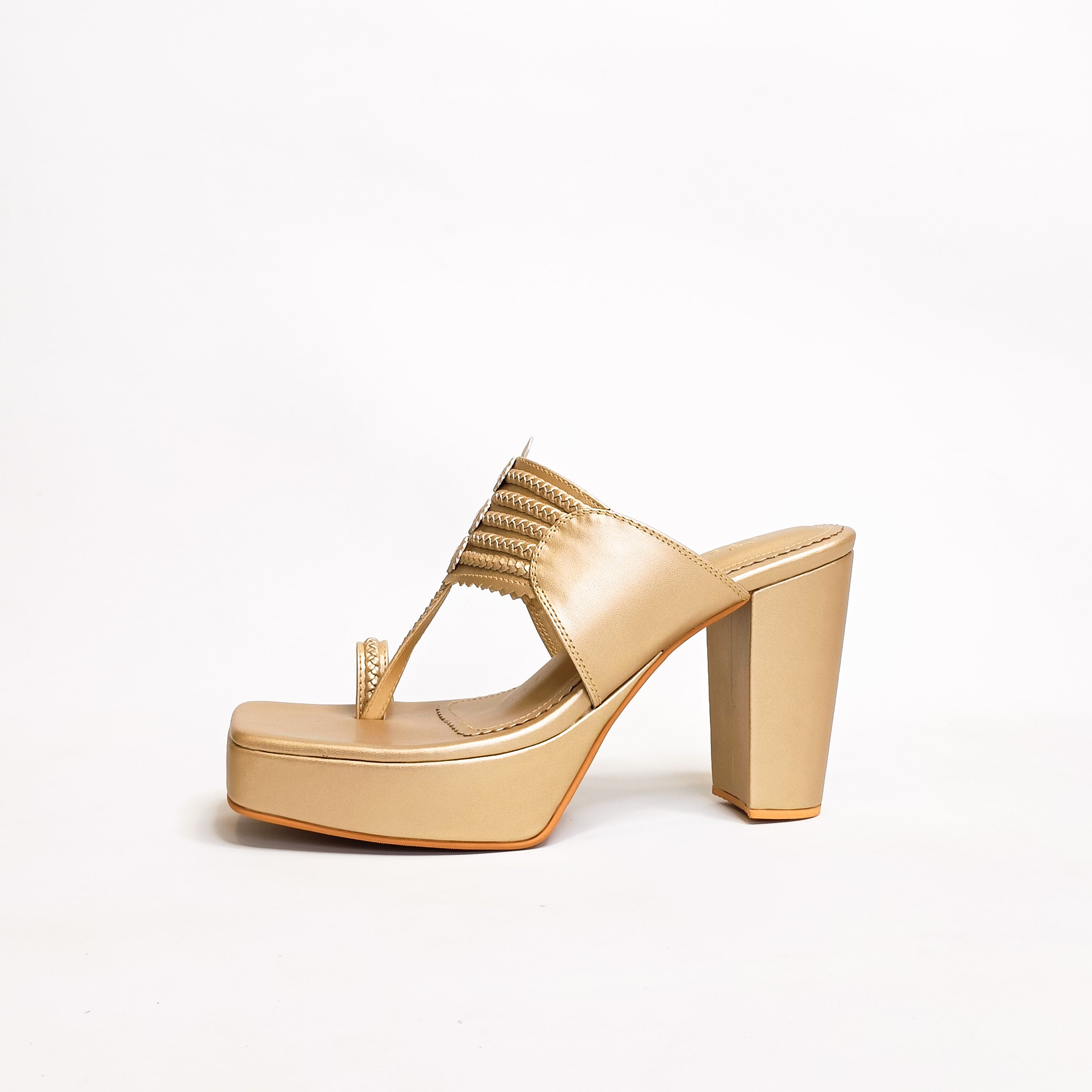 Champagne gold block heels new arrivals