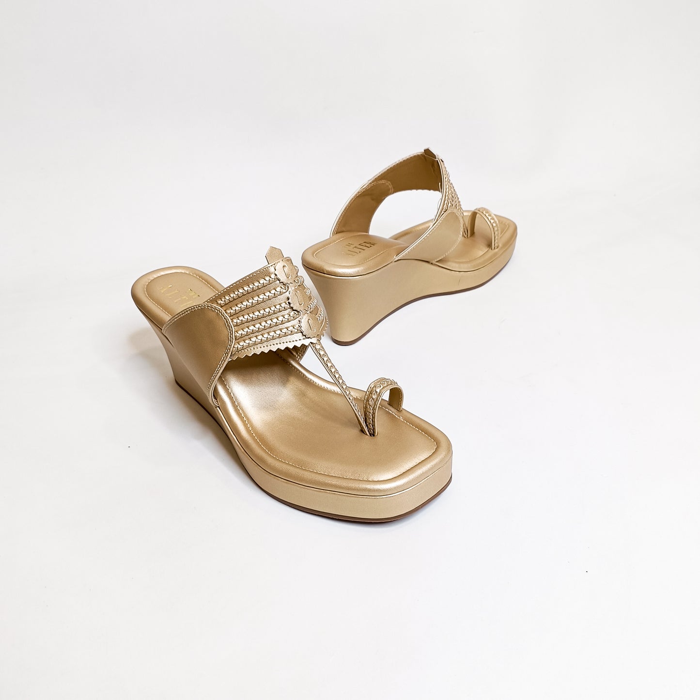 T shaped Light Gold Kohla Wedges