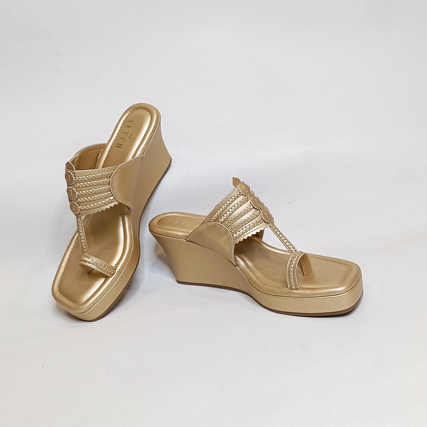 T shaped Light Gold Kohla Wedges