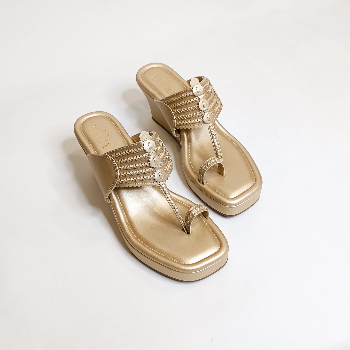 T shaped Light Gold Kohla Wedges