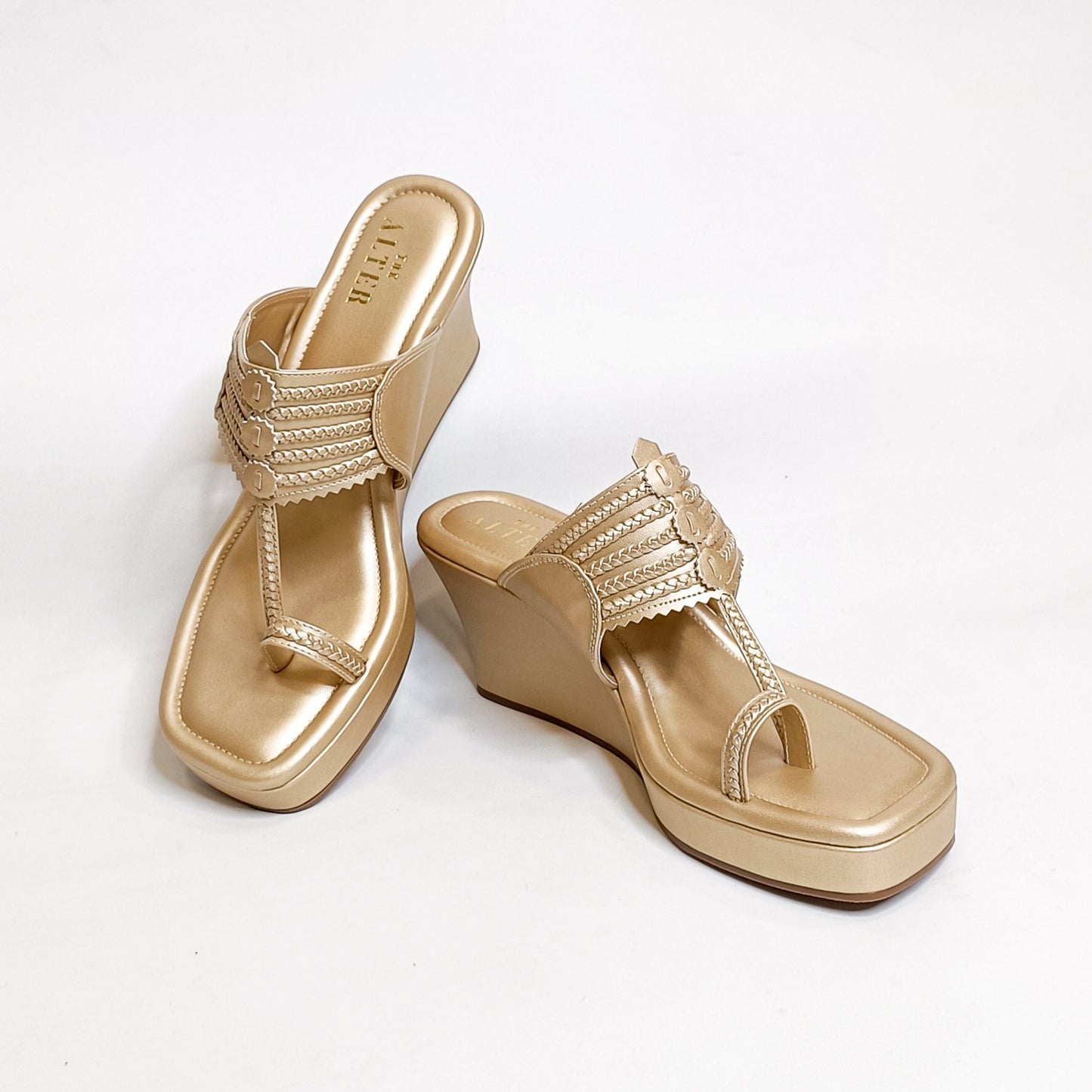 T shaped Light Gold Kohla Wedges