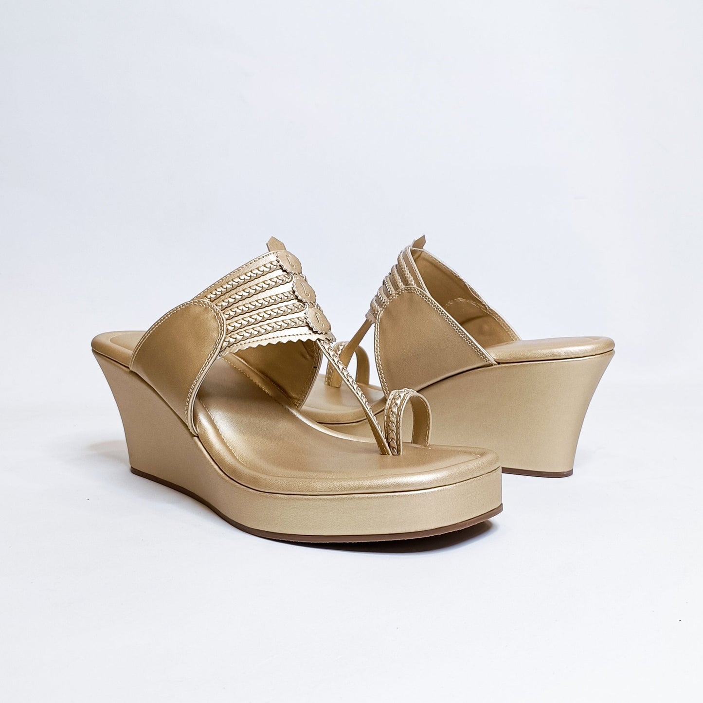 T shaped Light Gold Kohla Wedges