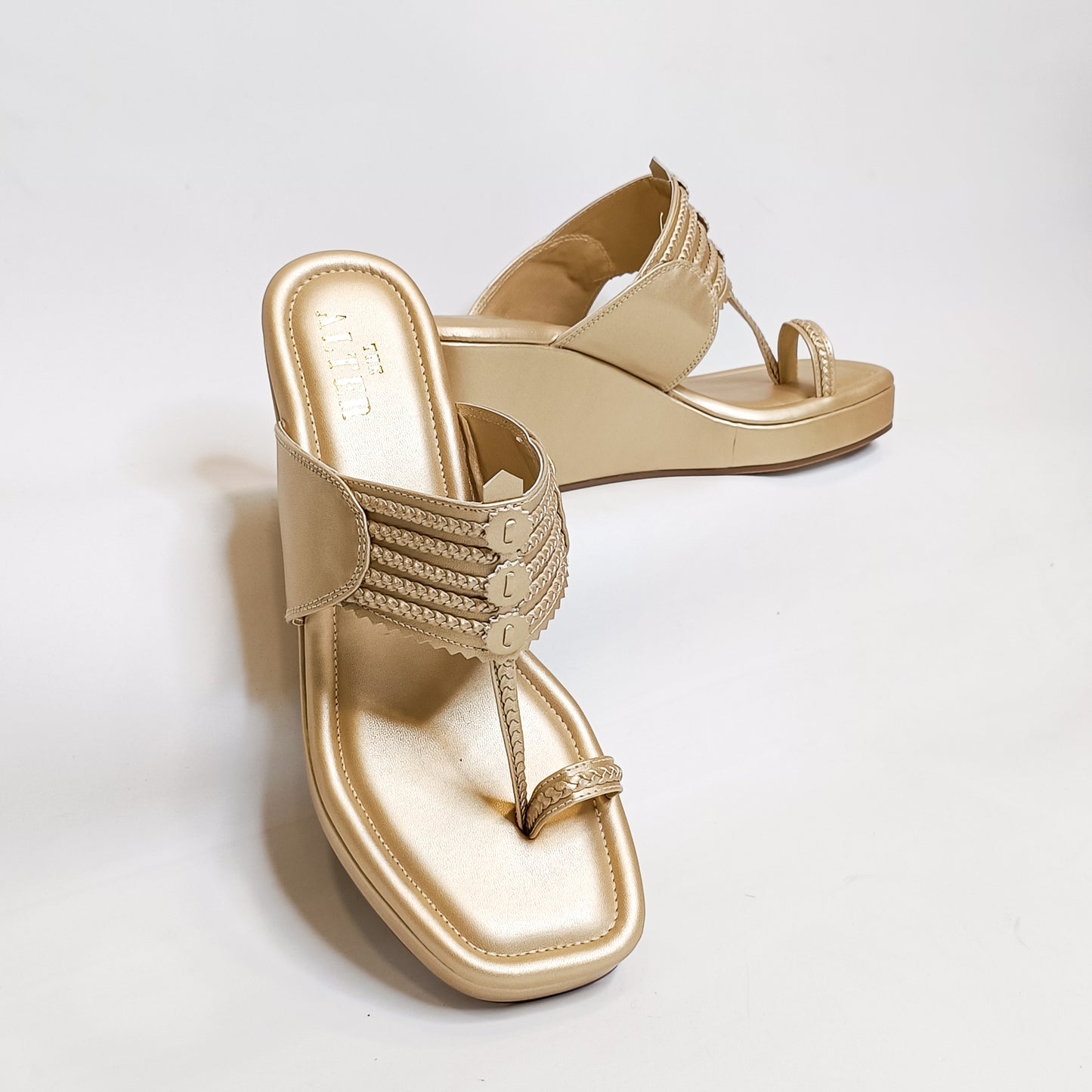 T shaped Light Gold Kohla Wedges