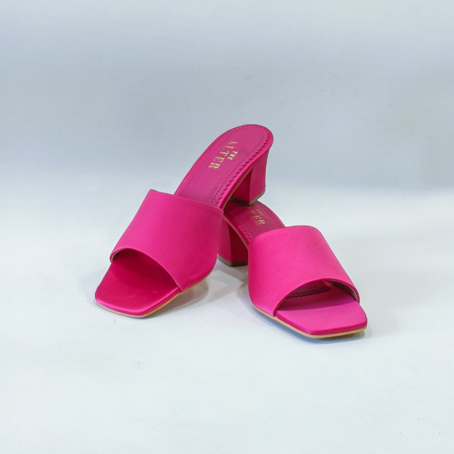 T Shaped Satin Block Heels