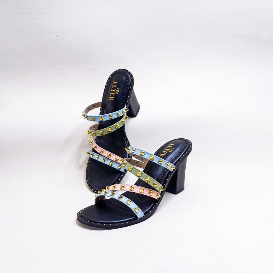 Multi coloured strappy heels best sale