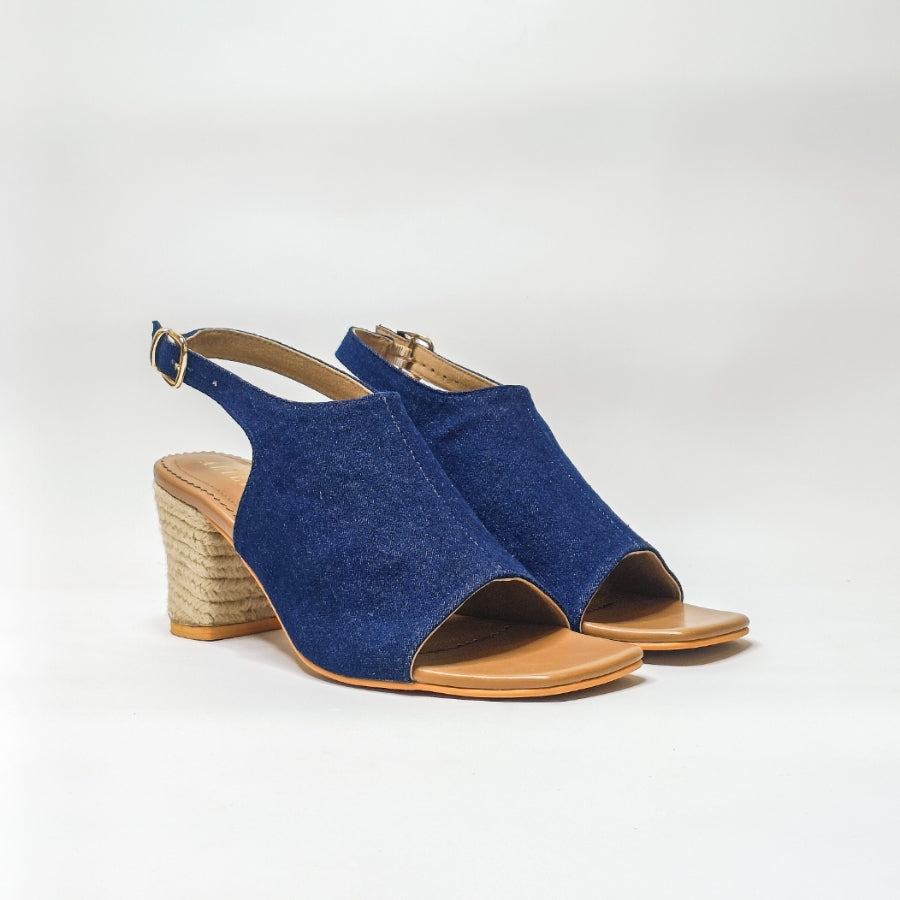 Denim Jute Block Heels