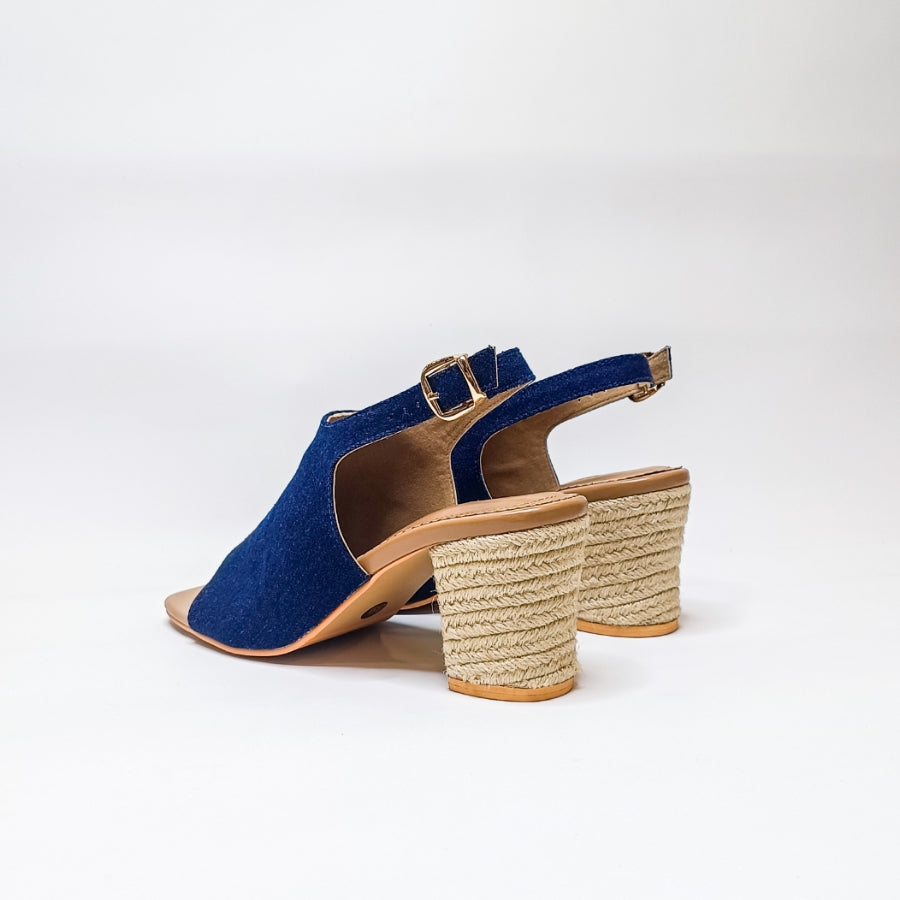 Denim Jute Block Heels