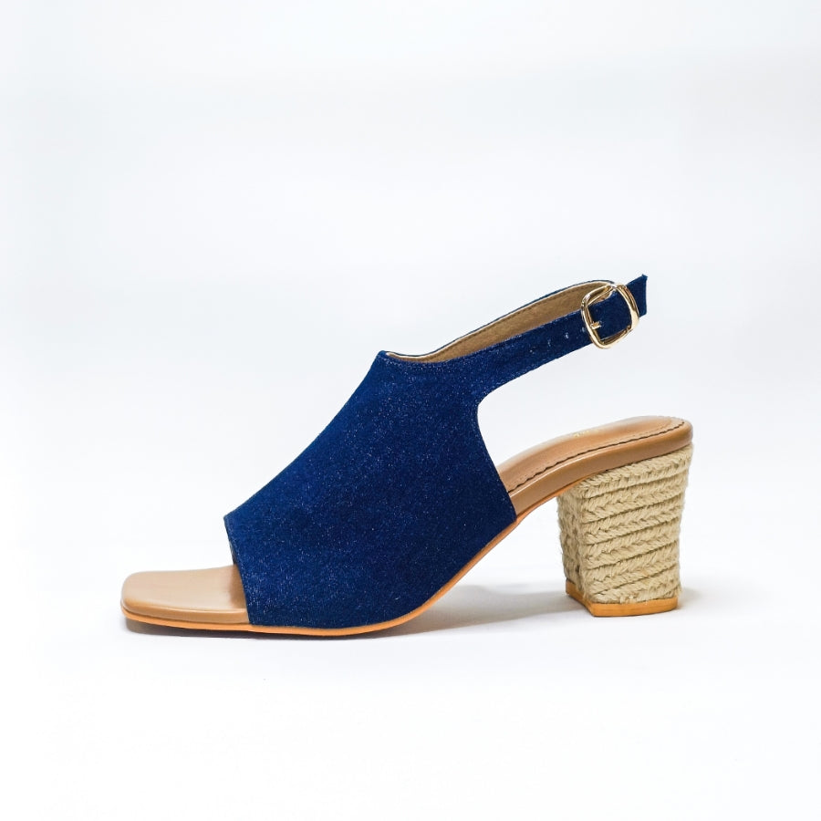 Larroude Selena 105mm Denim Block-heel Sandals - Blue | Editorialist