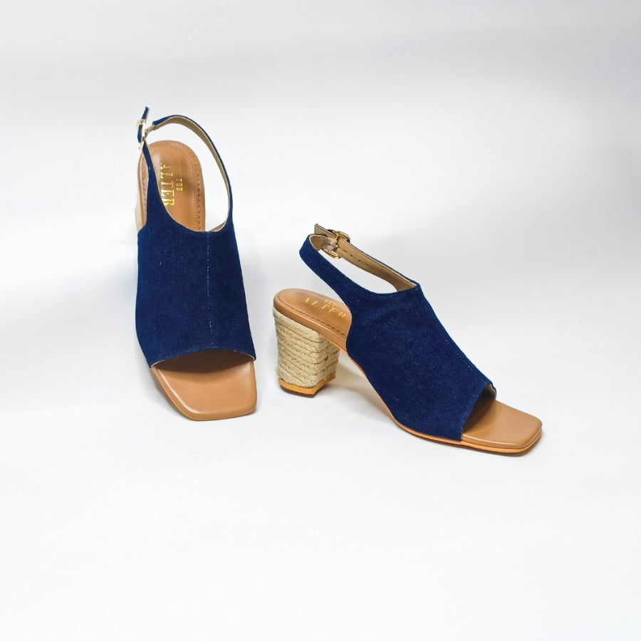 Denim Jute Block Heels