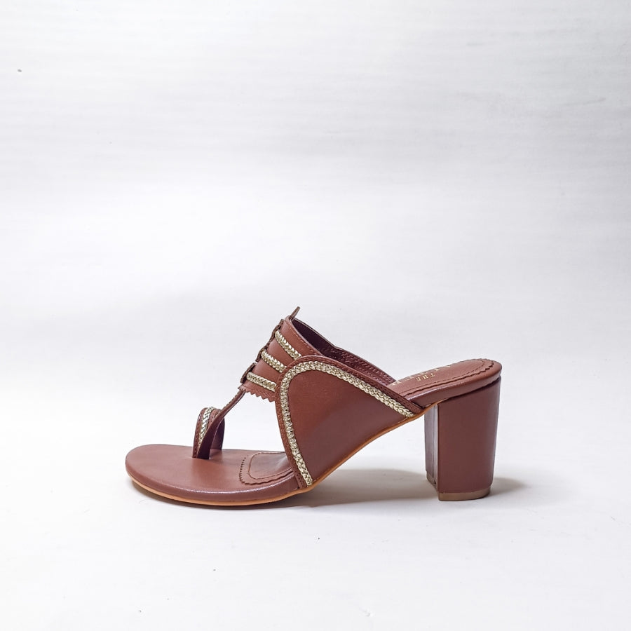 Tan & Gold Kohla Block Heels