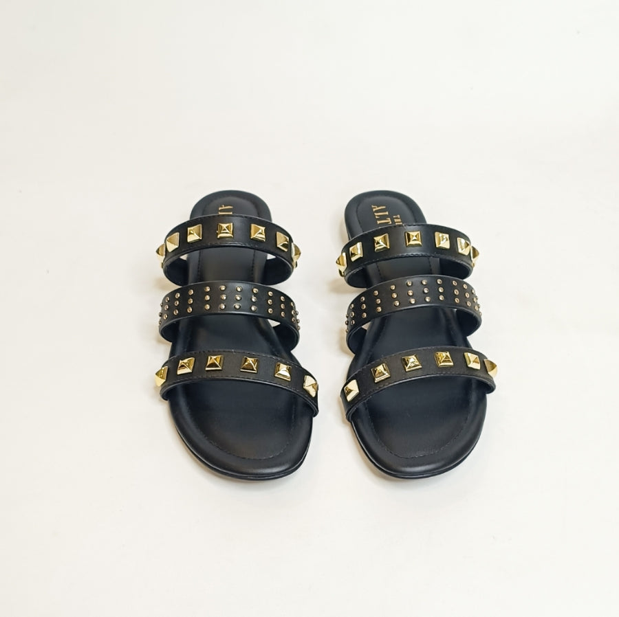 Triple Studded Strappy Flats