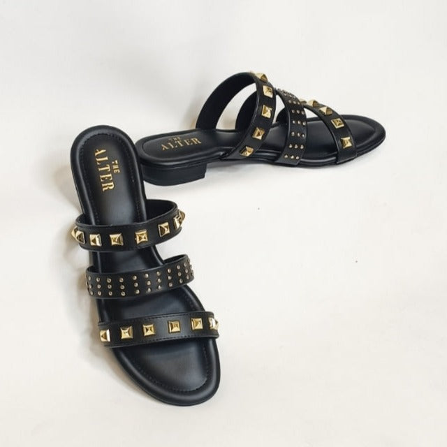 Triple Studded Strappy Flats