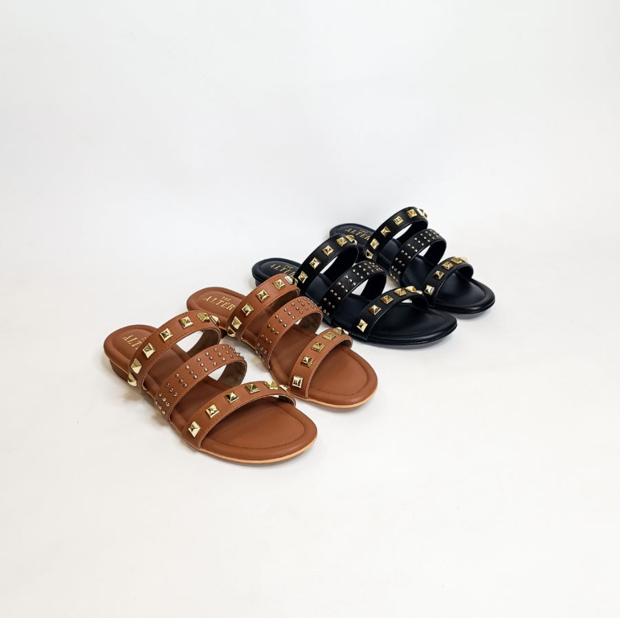 Triple Studded Strappy Flats