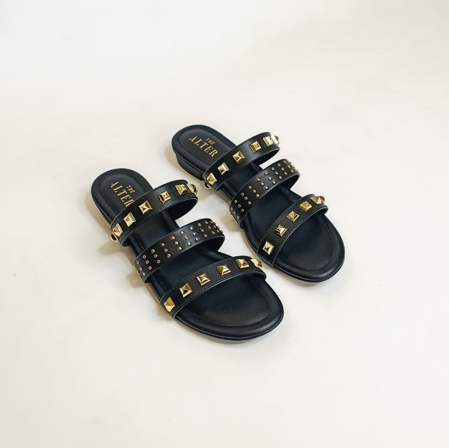 Triple Studded Strappy Flats