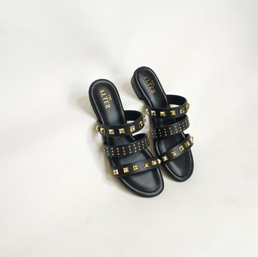 Triple Studded Strappy Flats