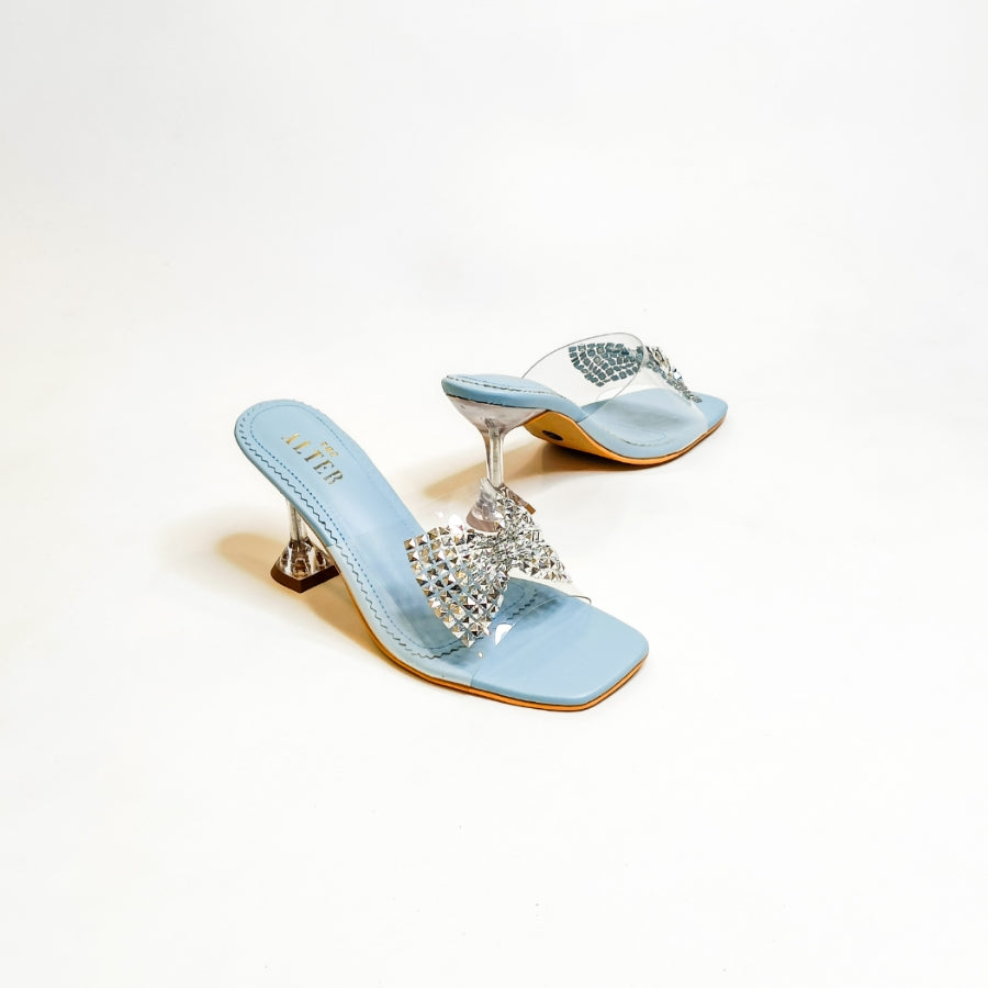 Blair Powder Blue Clear Pyramid Heels