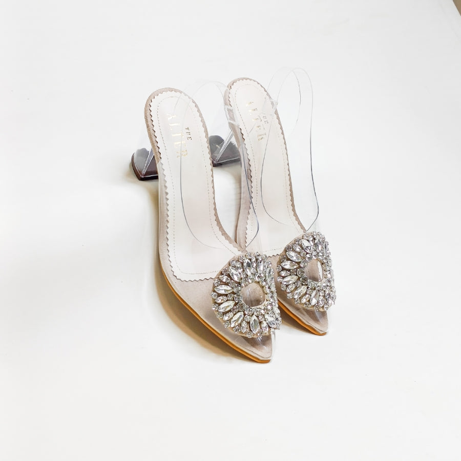 Layla Embellished Acrylic Block Heels