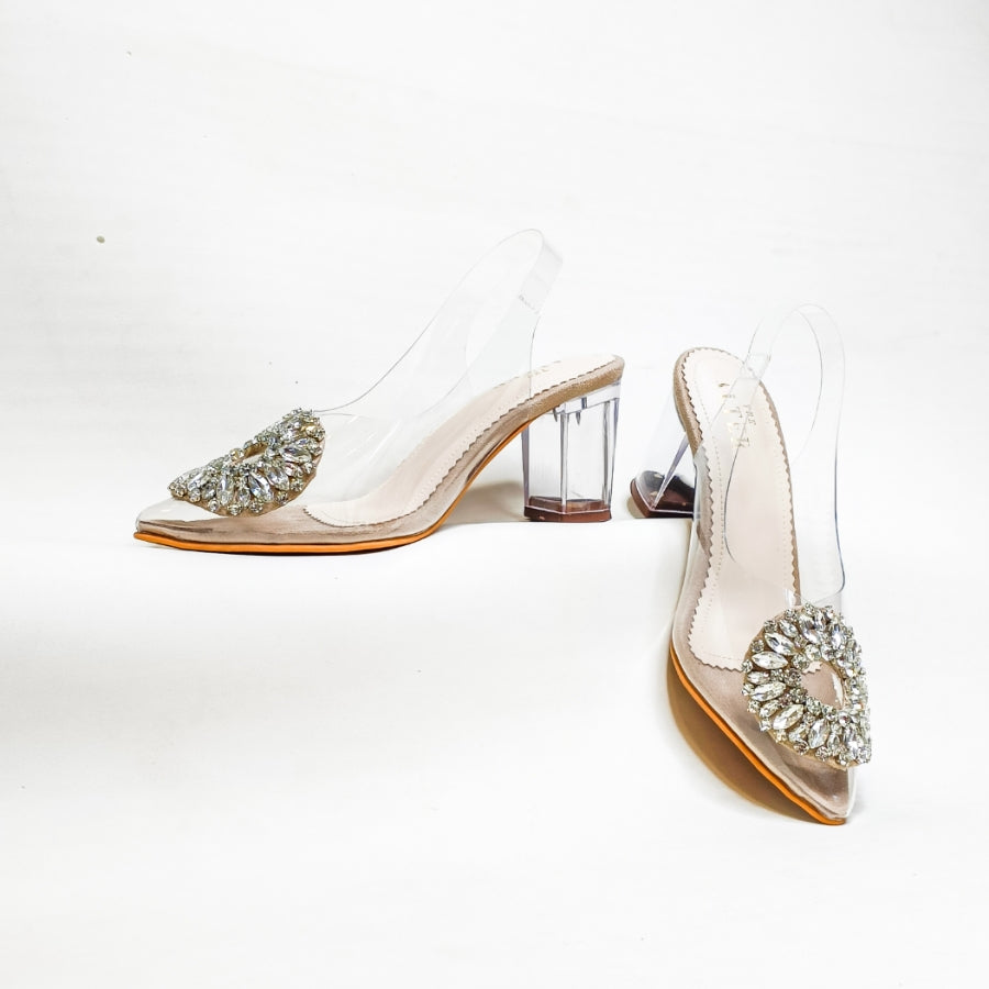 Layla Embellished Acrylic Block Heels