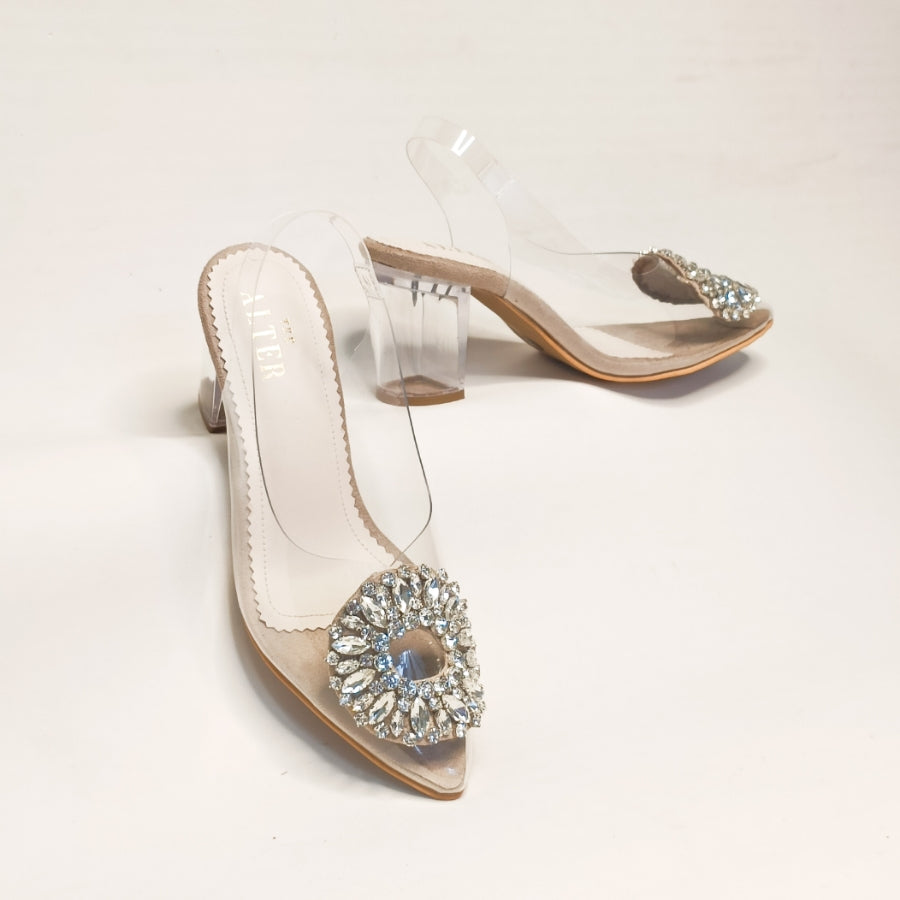 Layla Embellished Acrylic Block Heels