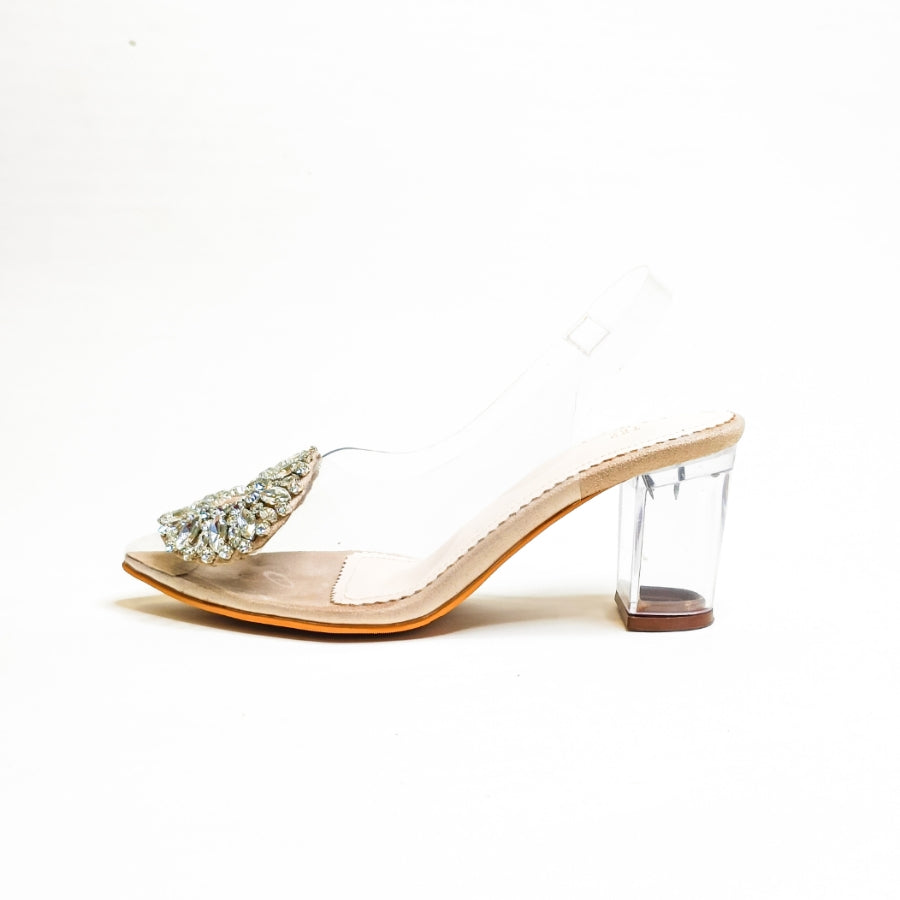 Layla Embellished Acrylic Block Heels