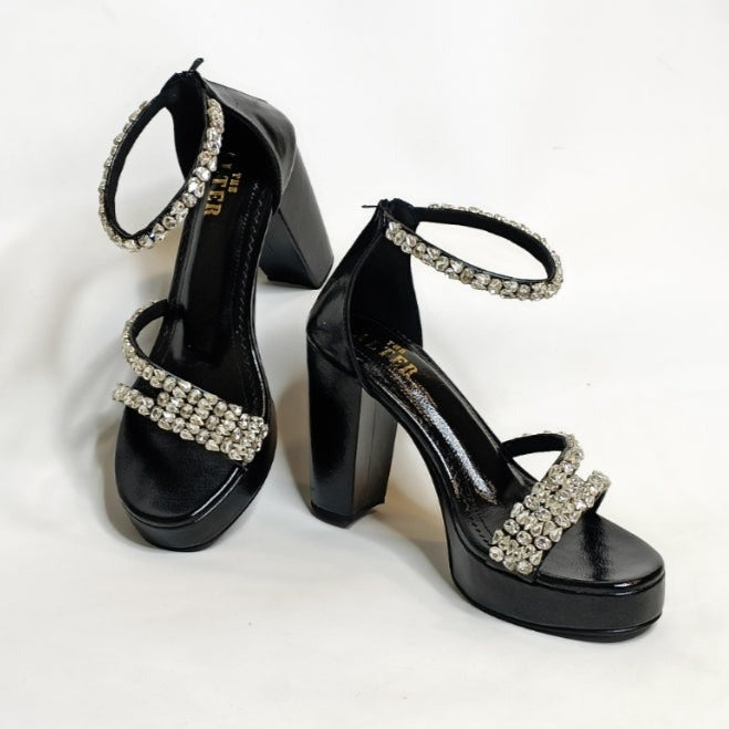 Aria Embellished Block Heels