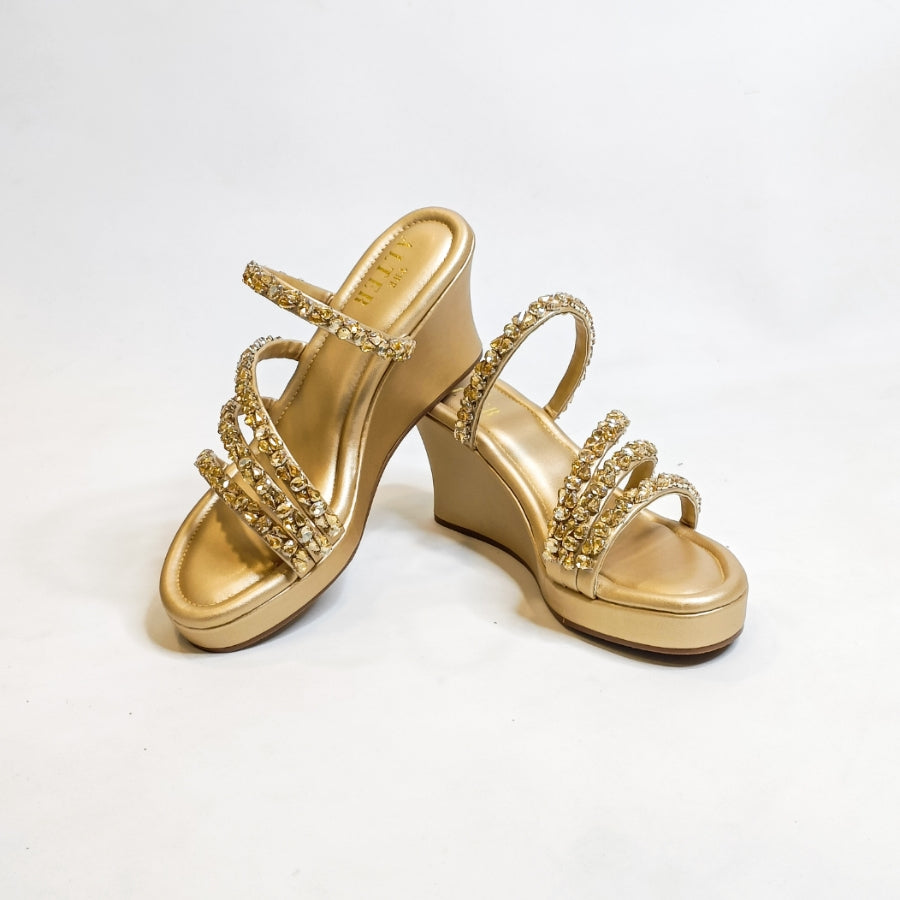 Norah Gold Embellished Wedges