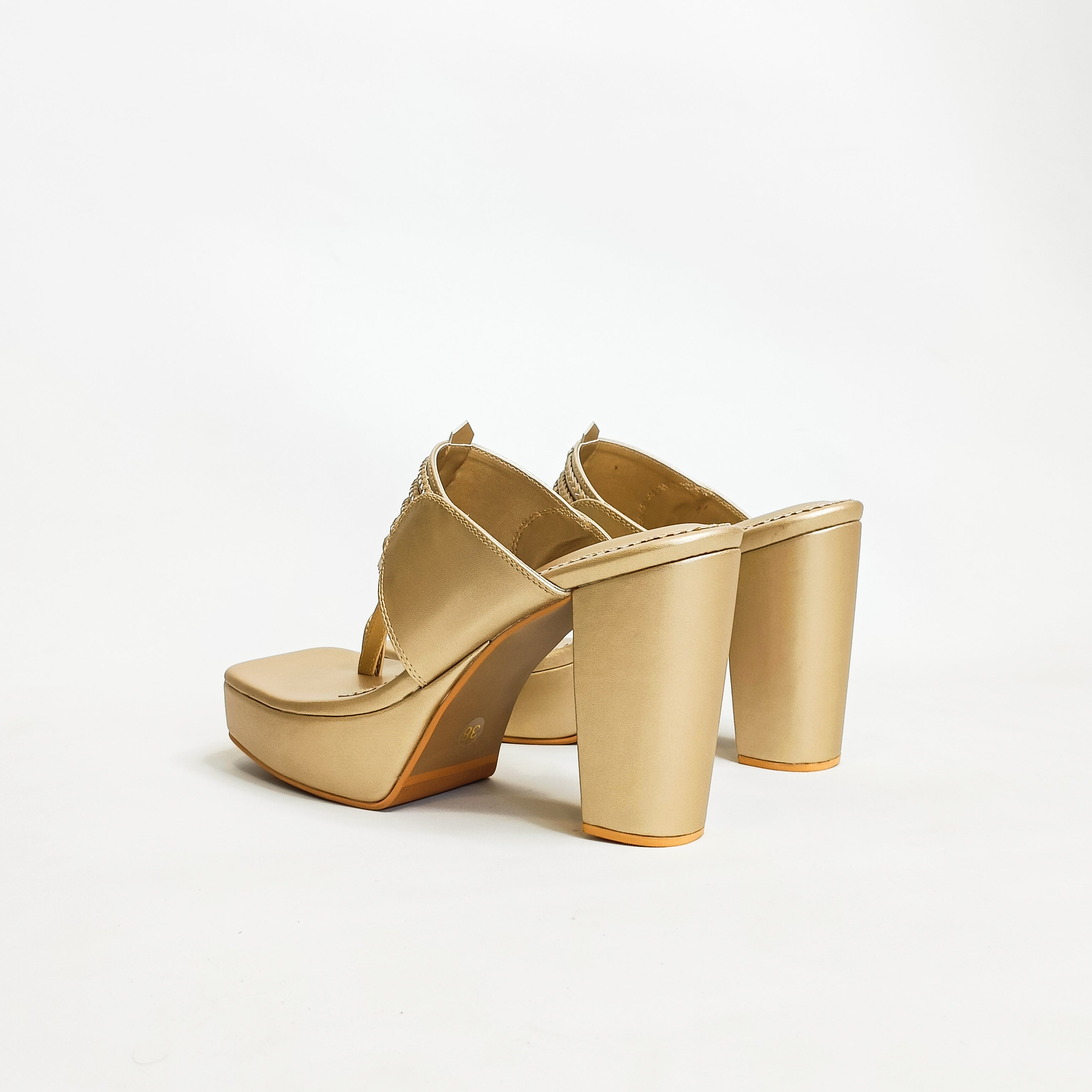 Champagne block heels new arrivals