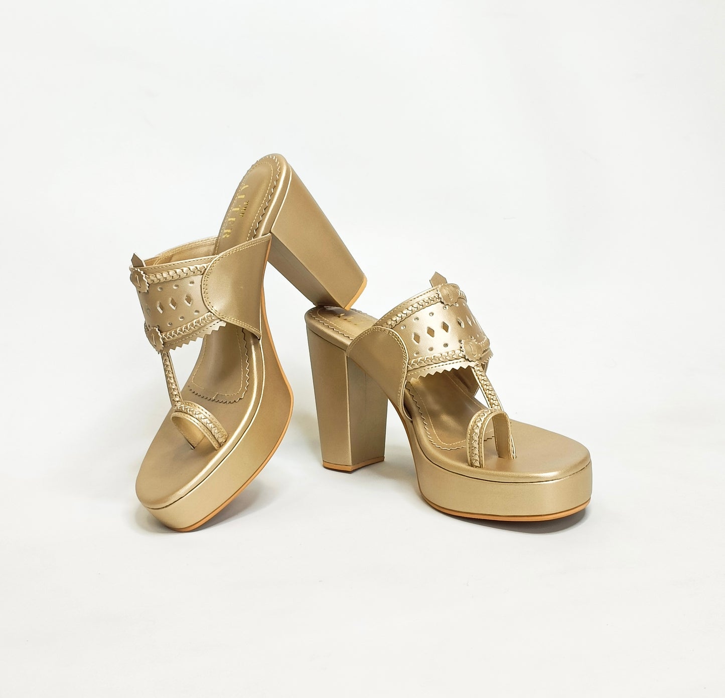 Meera Gold Block Heels