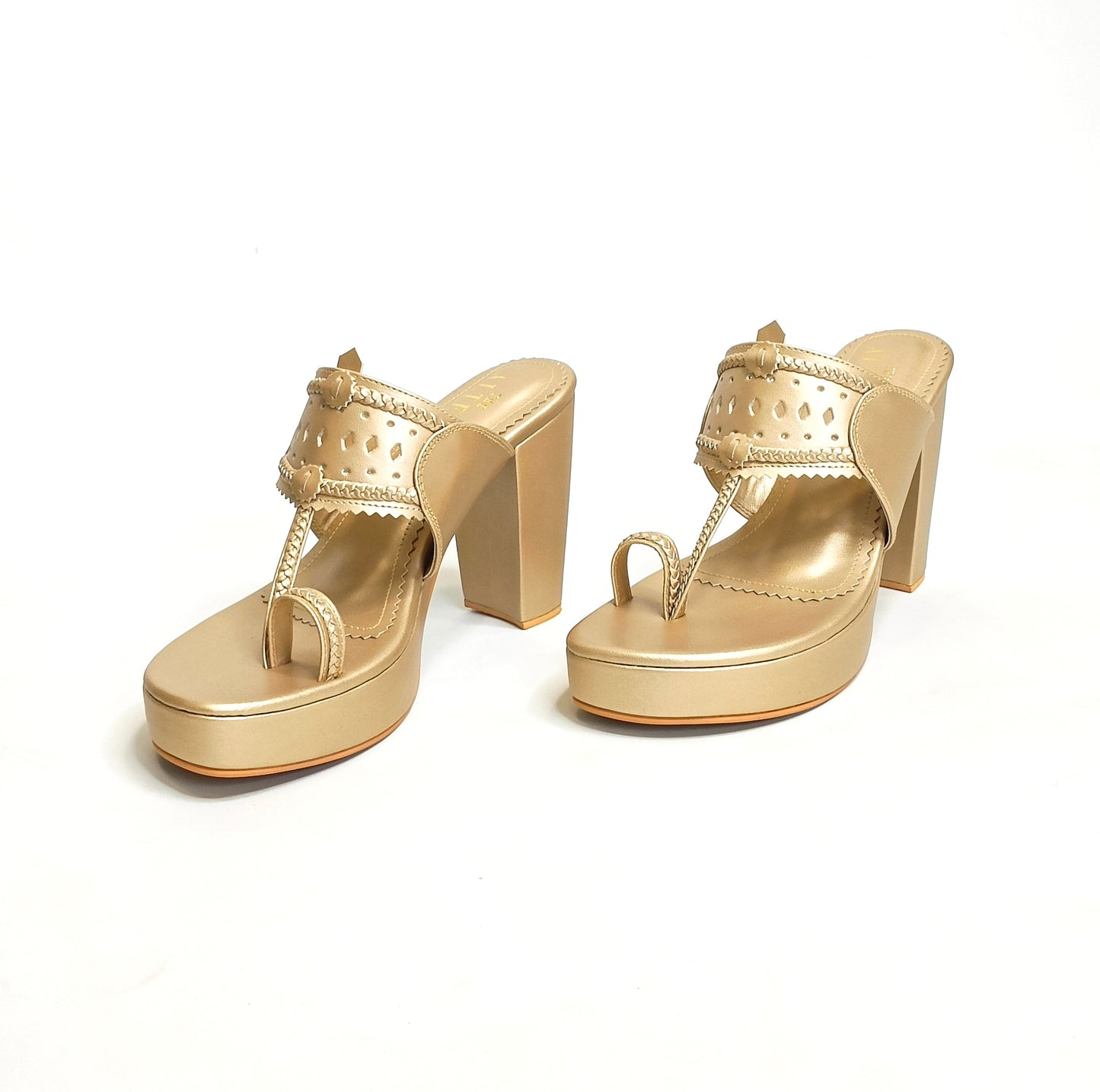 Meera Gold Block Heels