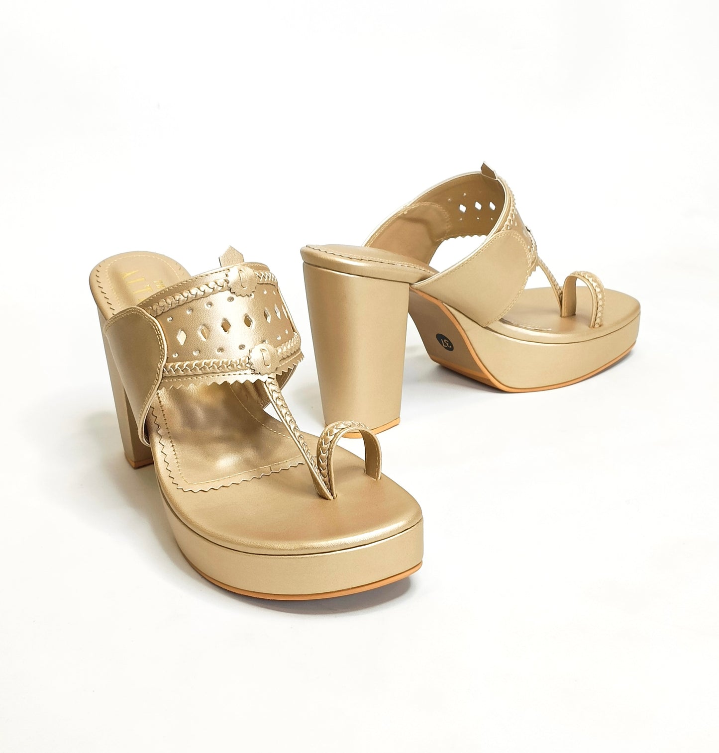 Meera Gold Block Heels