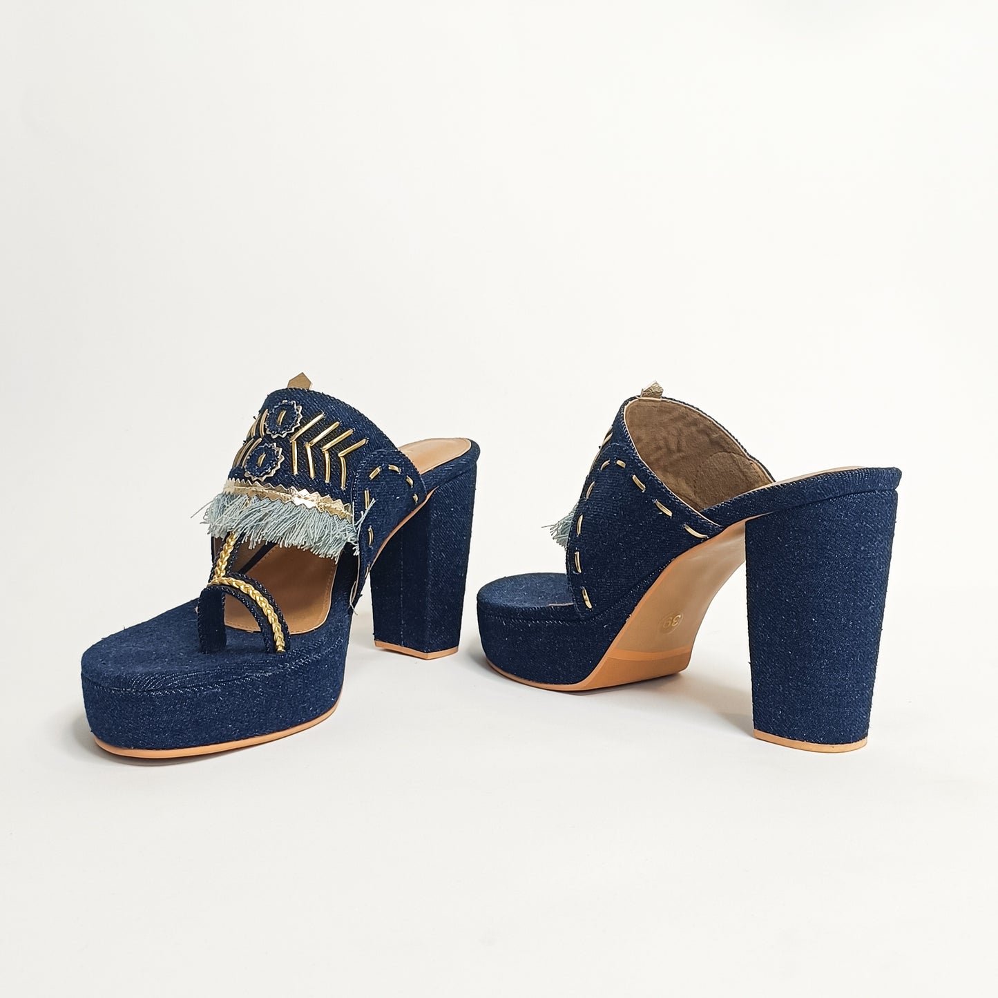 Denim Kohla Block Heels