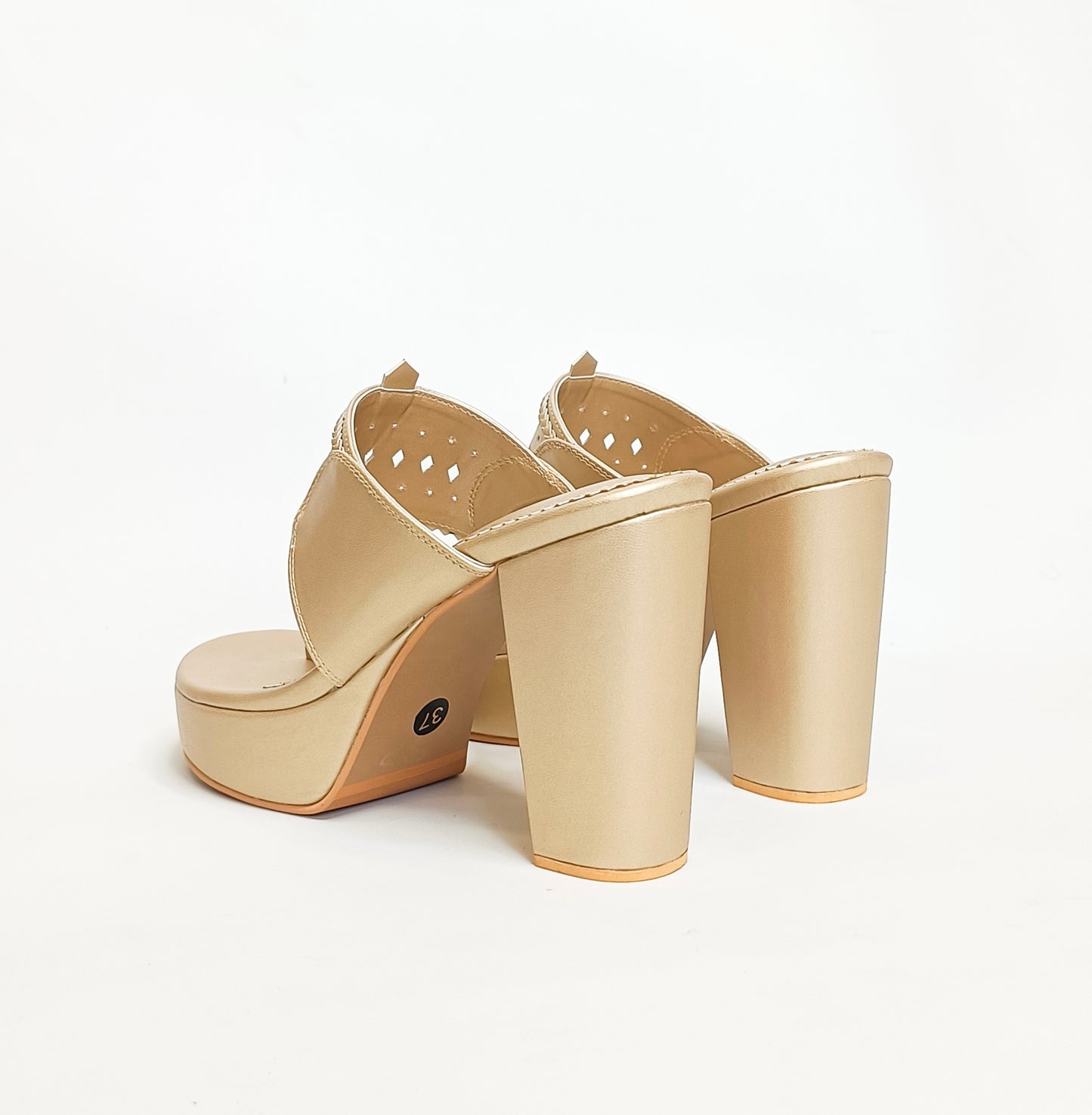 Meera Gold Block Heels