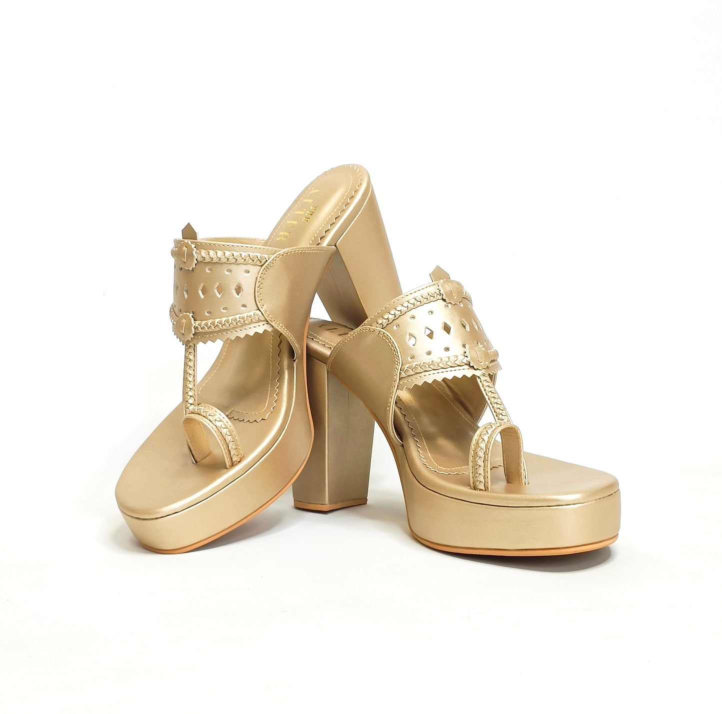 Meera Gold Block Heels