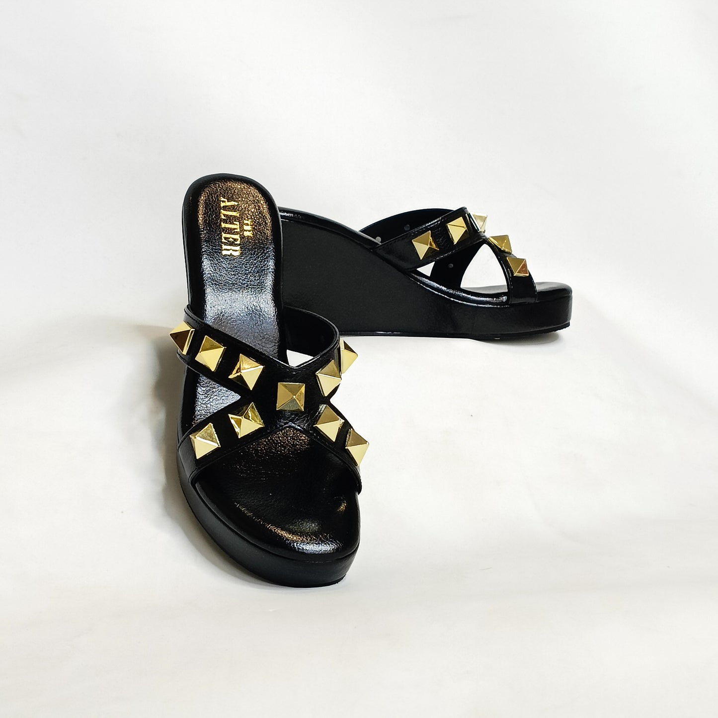 Criss Cross Studded Wedges