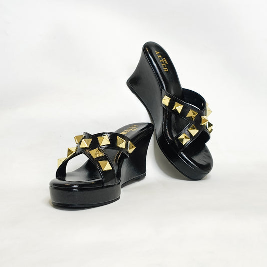 Criss Cross Studded Wedges