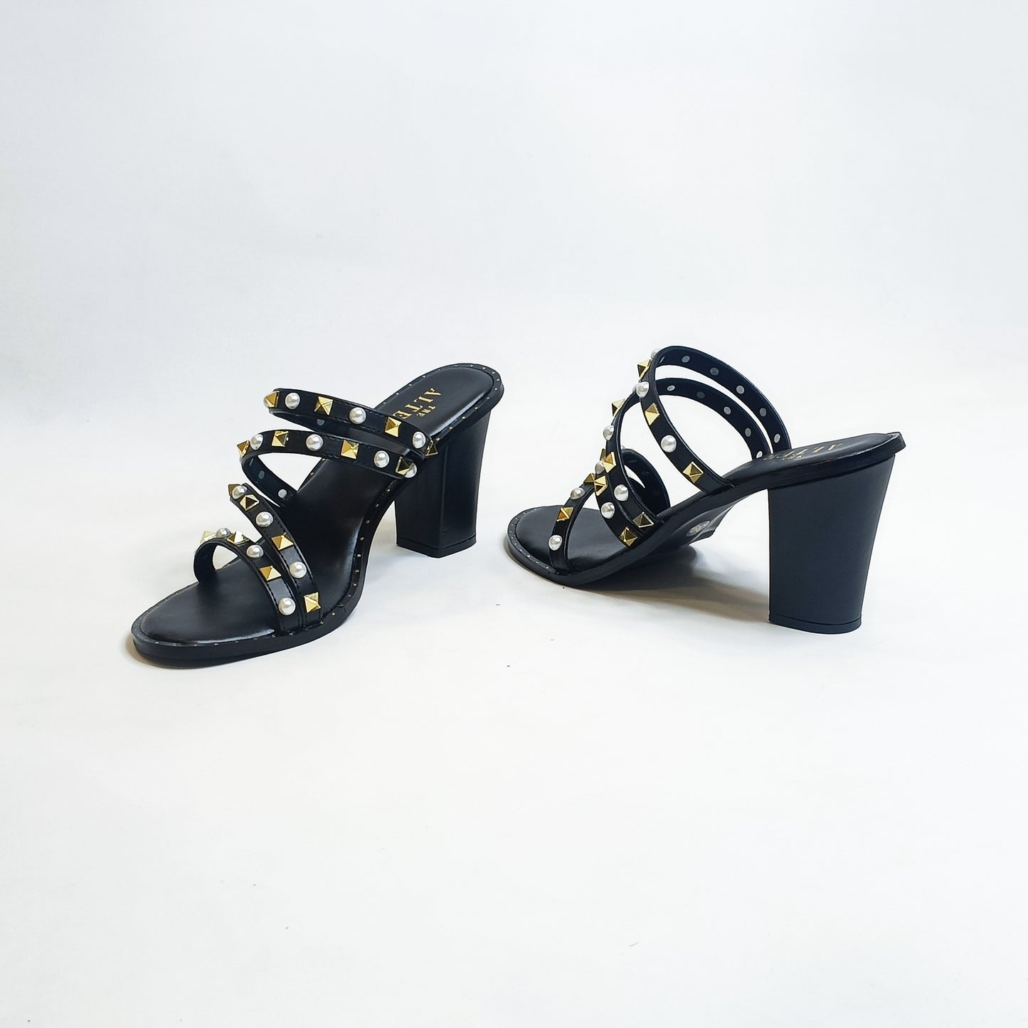 Studs & Pearls Strappy Block Heels