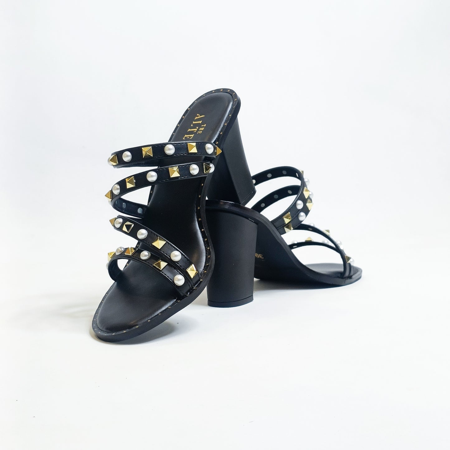 Studs & Pearls Strappy Block Heels