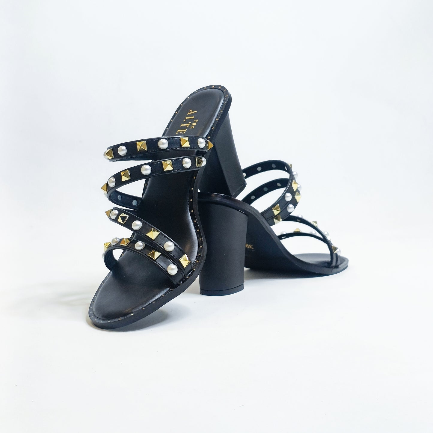 Studs & Pearls Strappy Block Heels