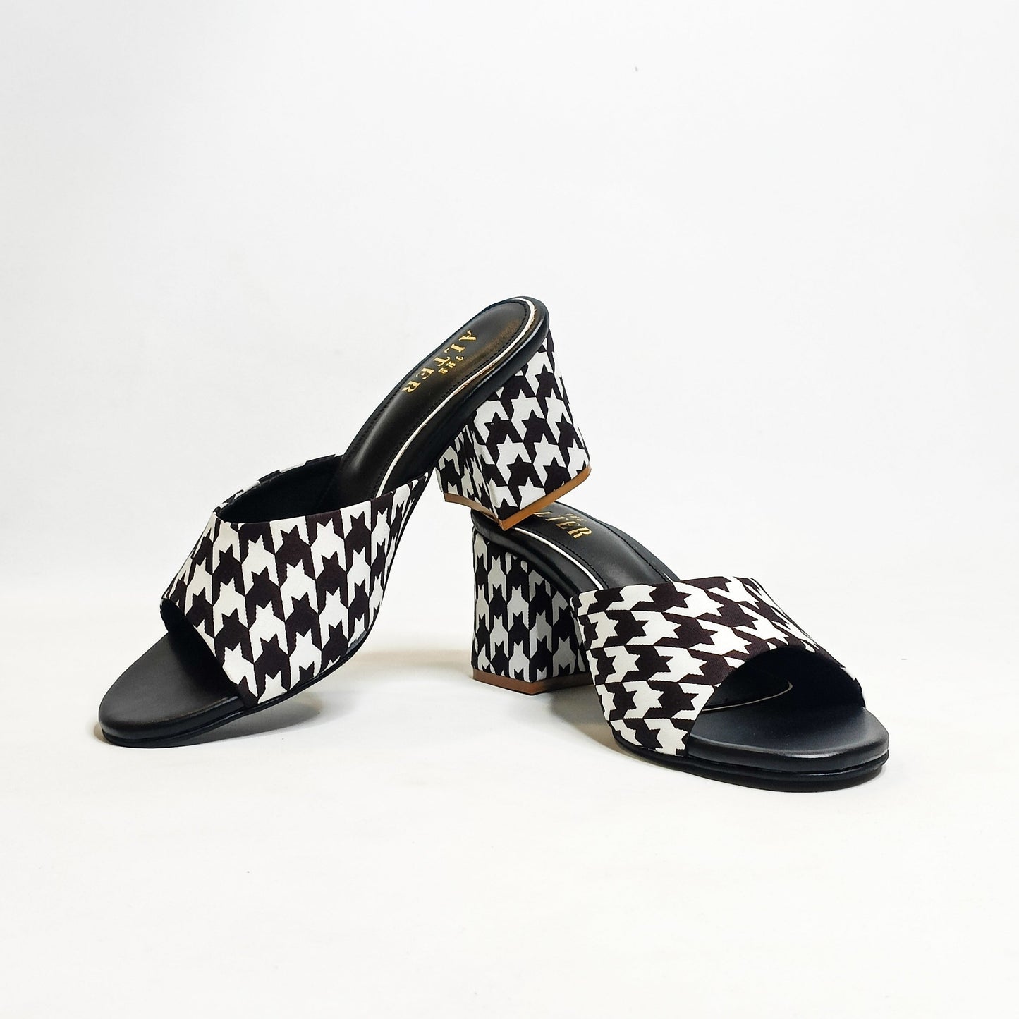 Houndstooth Block Heels