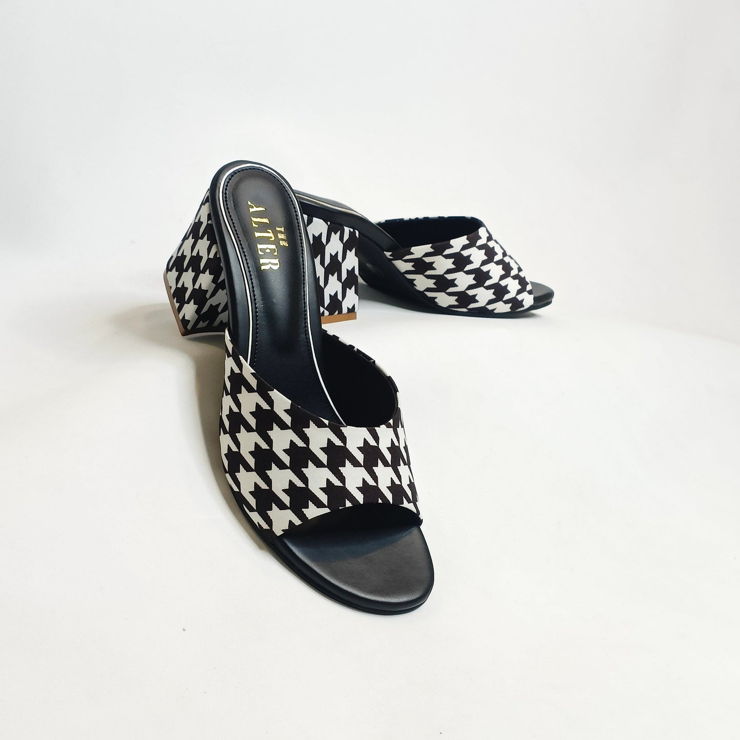 Houndstooth Block Heels