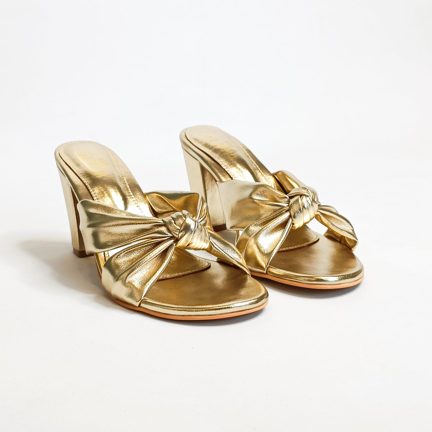 Knotted Gold Block Heels