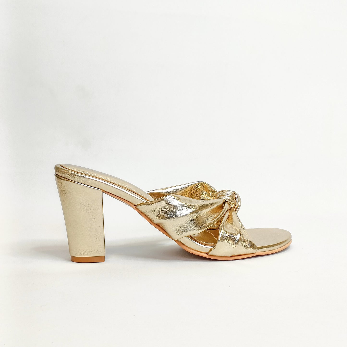 Knotted Gold Block Heels