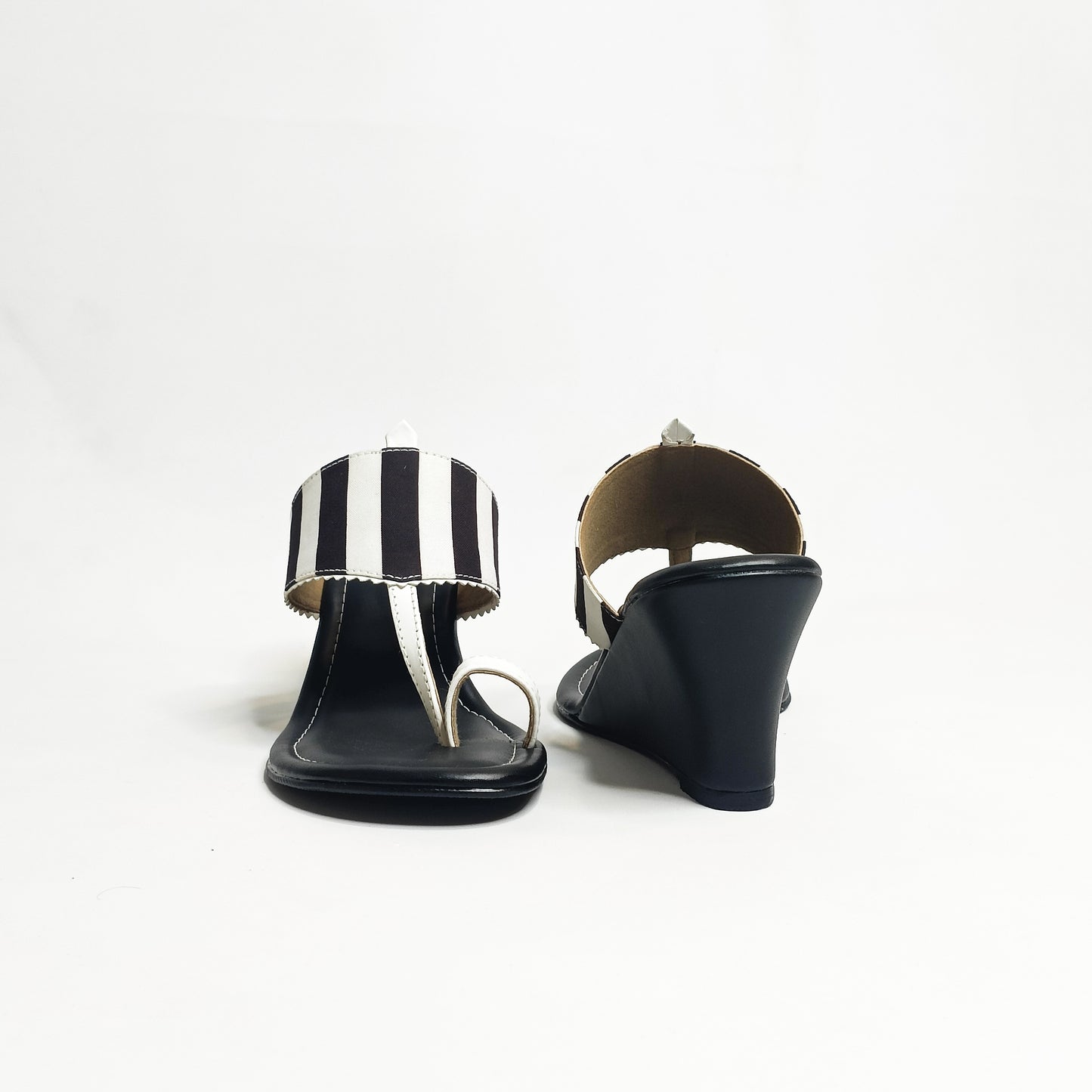 Black & White Stripes Kohla Wedges