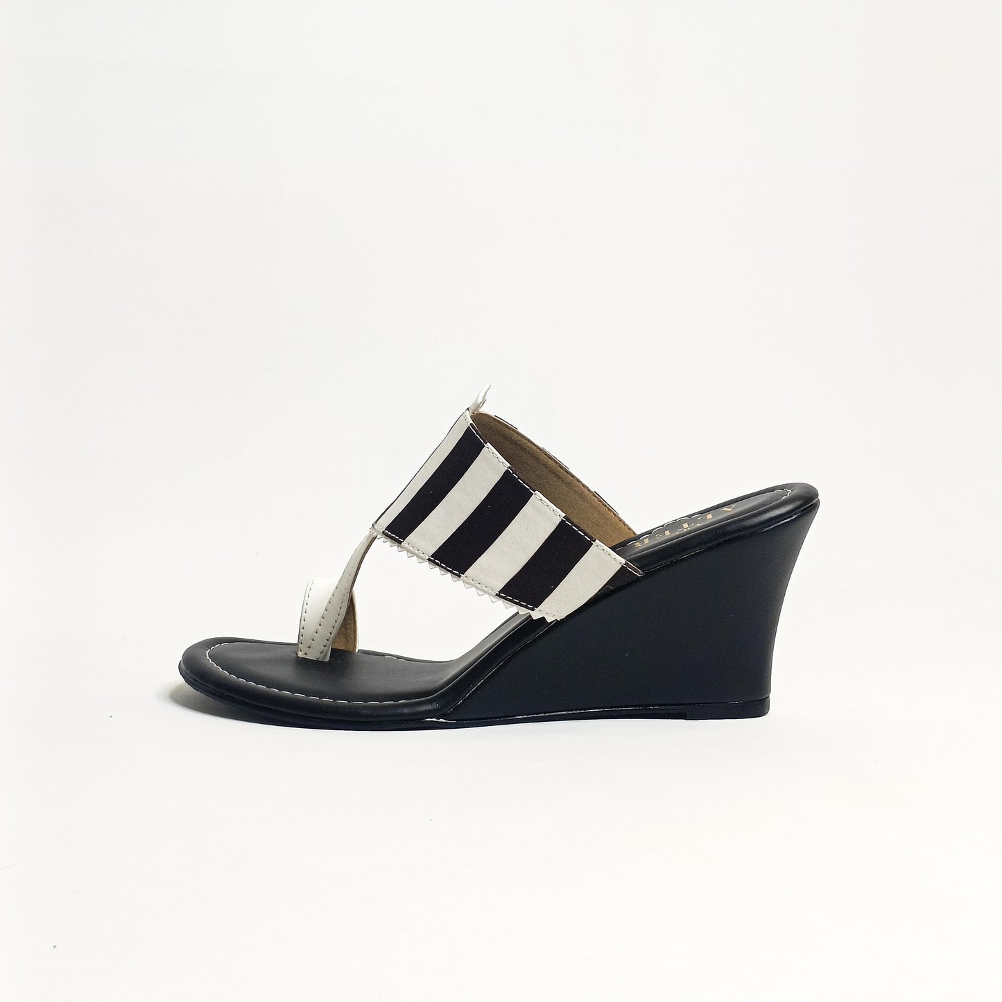 Black & White Stripes Kohla Wedges