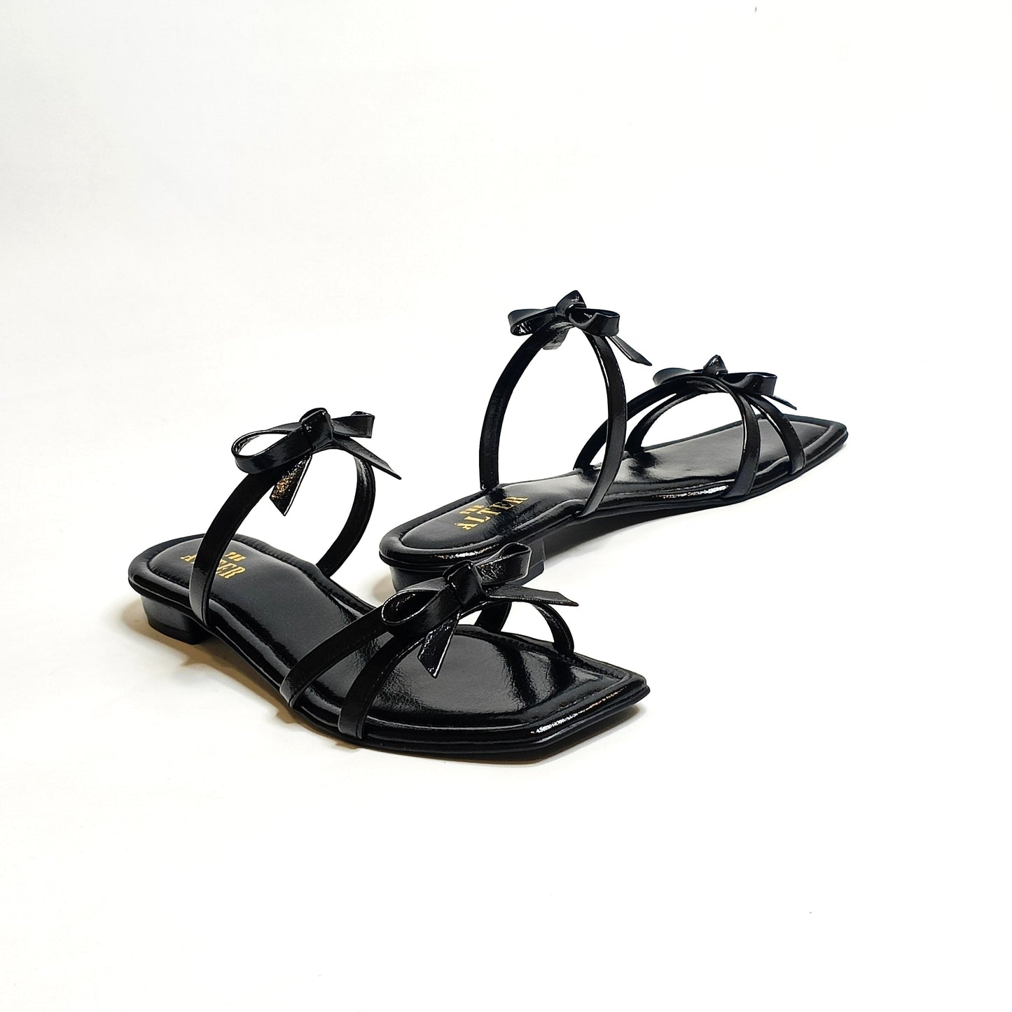 T shaped Bow Strappy Flats