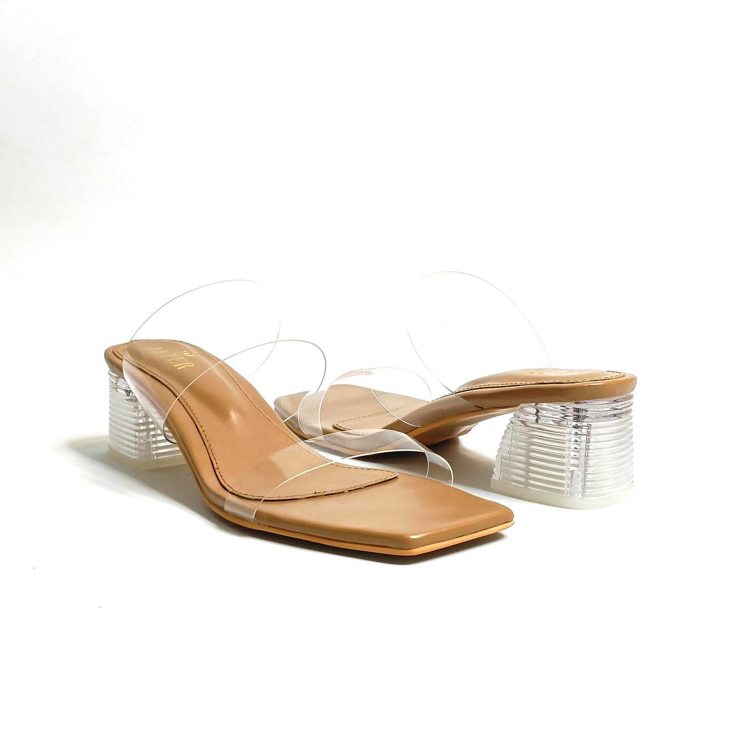 Two Strap Clear Acrylic Block Heels