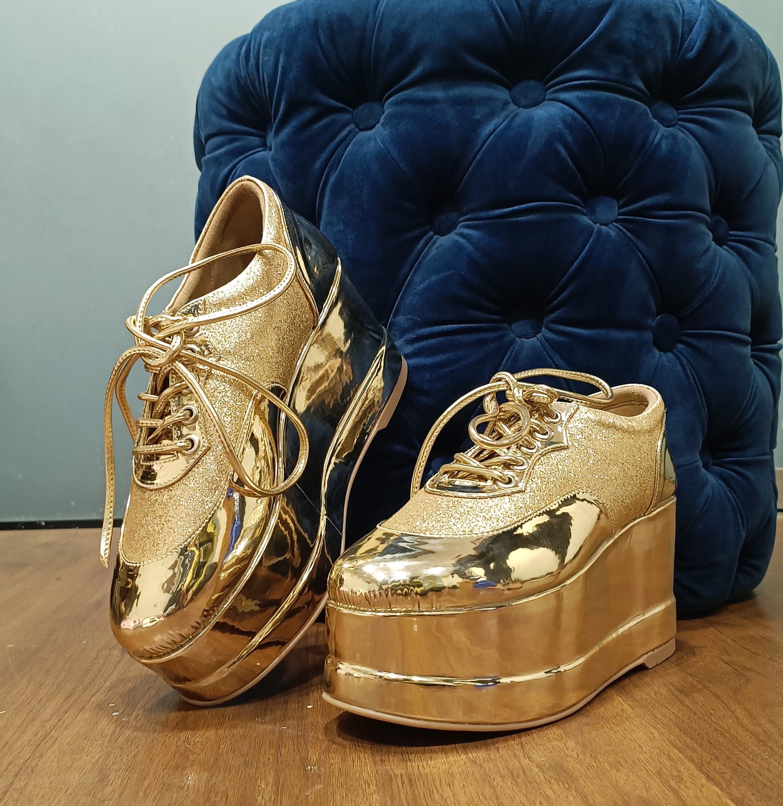 Gold Shimmer Metallic Platform Sneakers THE ALTER