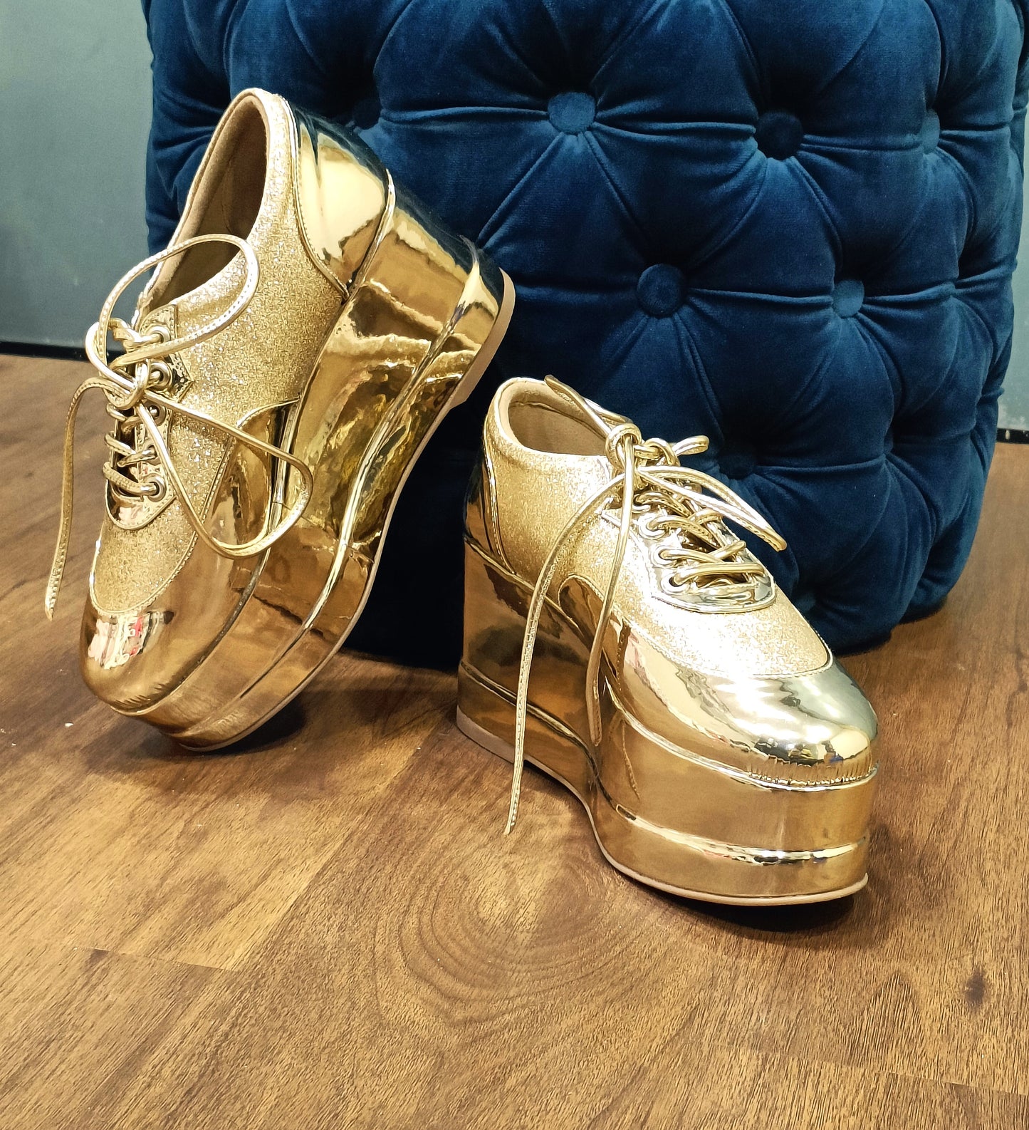 Gold Shimmer Metallic Platform Sneakers