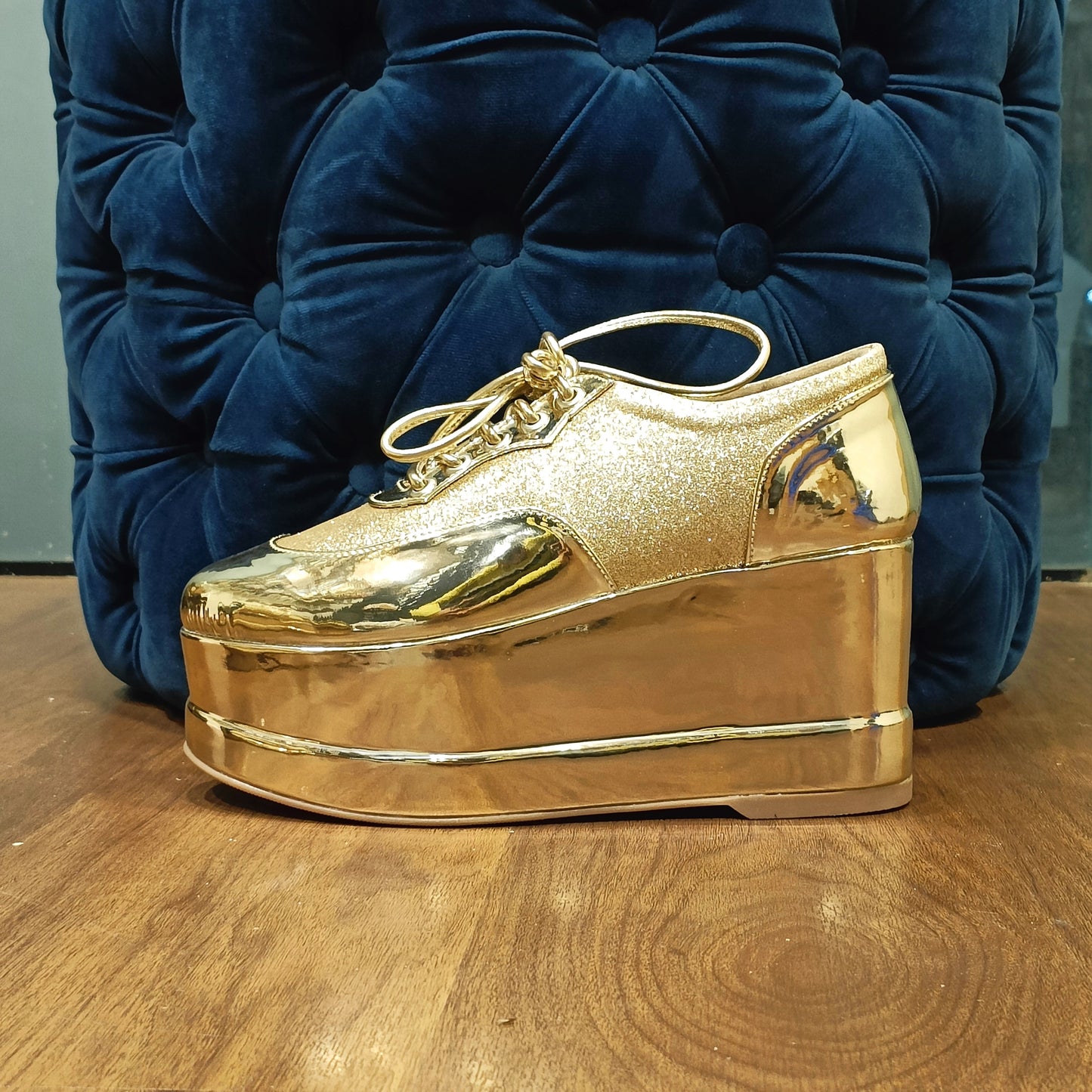 Gold Shimmer Metallic Platform Sneakers