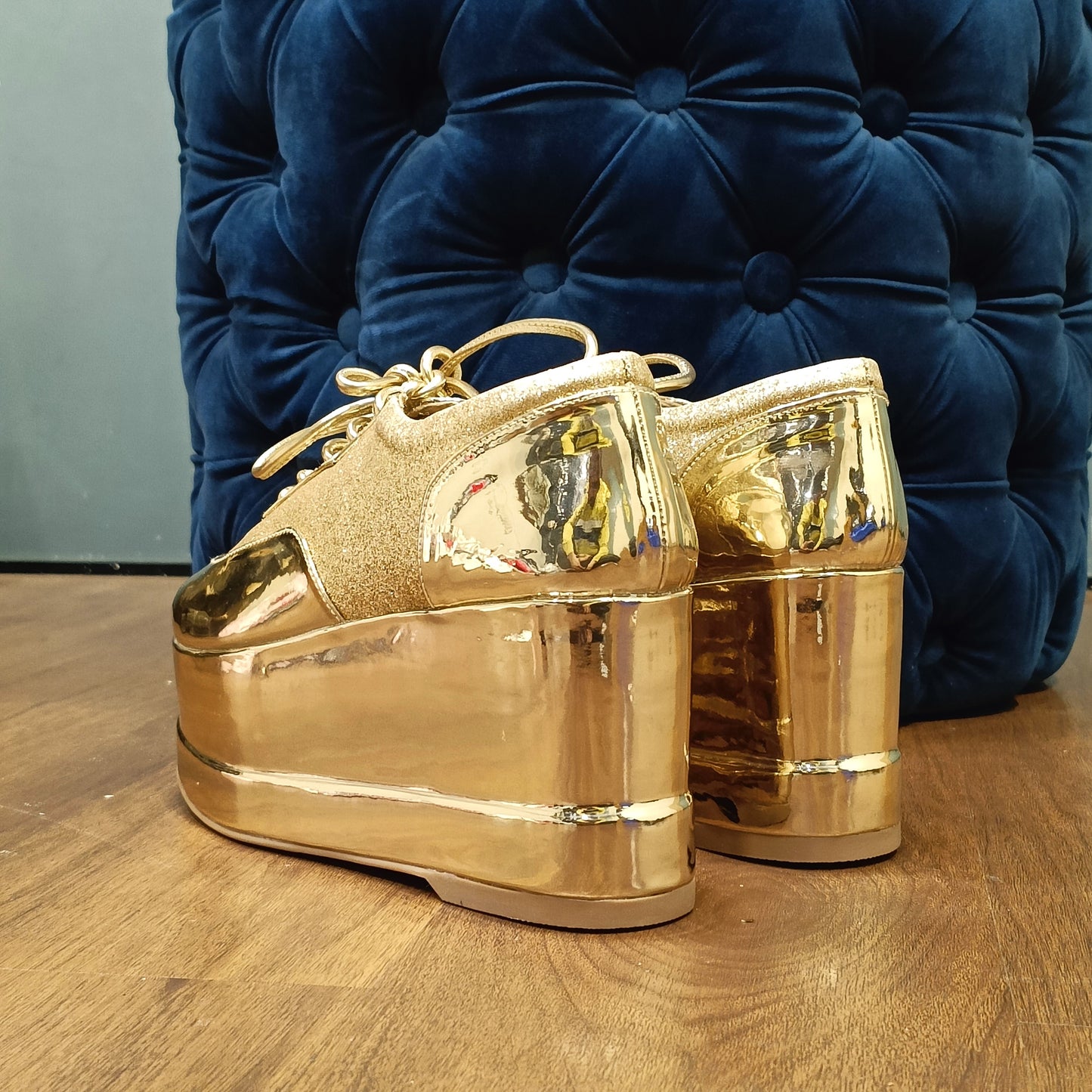 Gold Shimmer Metallic Platform Sneakers